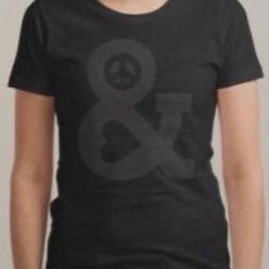 Threadless Peace & Love Black T-Shirt, XXL